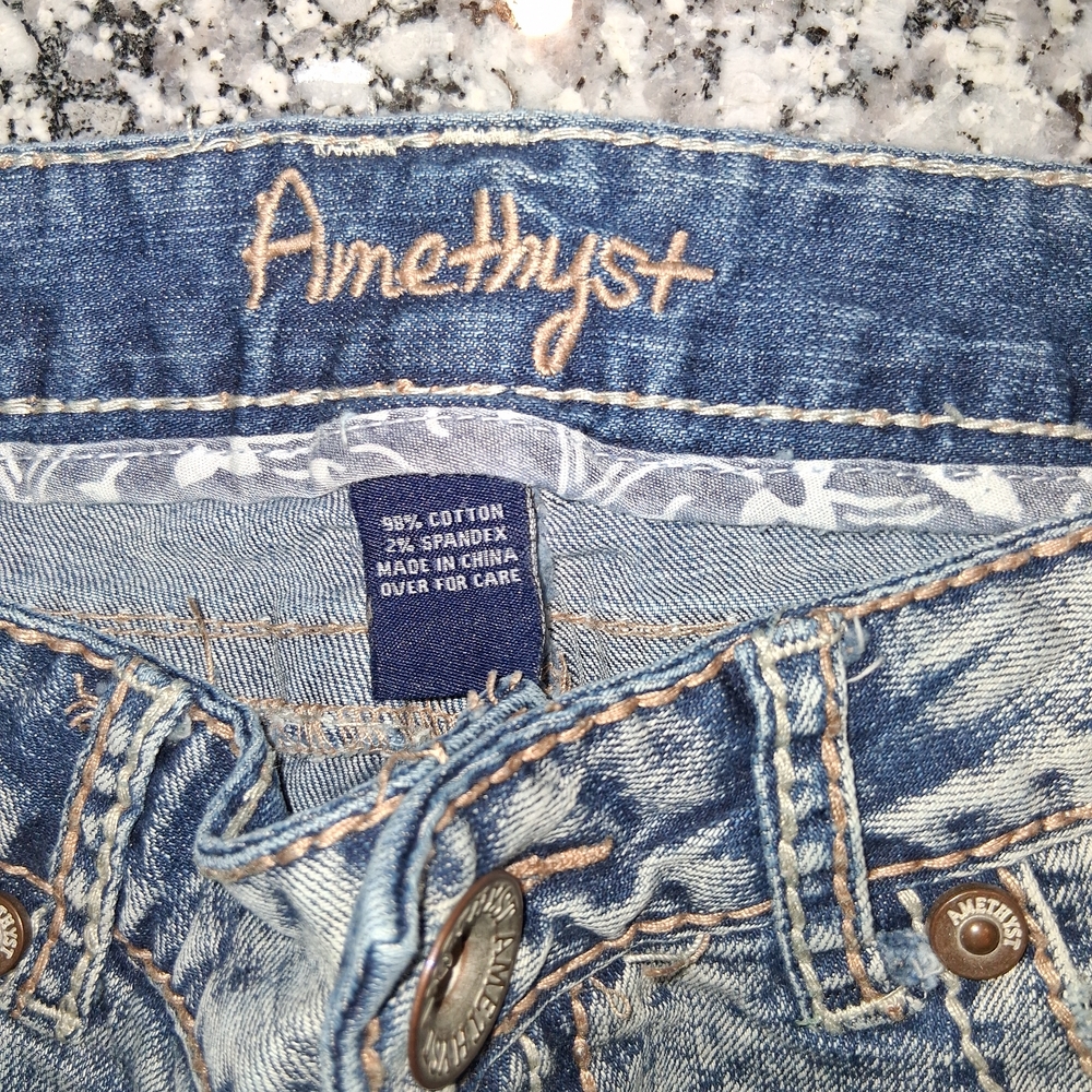 Amethyst Jeans Light Blue Distressed Flare Jeans - Picture 6 of 7